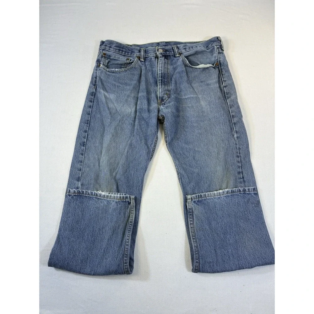 Levi's 505 Regular Fit Jeans Mens‎ 36x30 Blue Light Wash Straight Denim